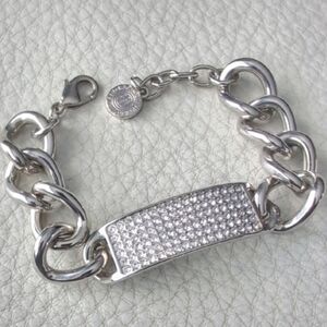 Graziano Silver Chain Link Bracelet with Sparkling Rhinestones